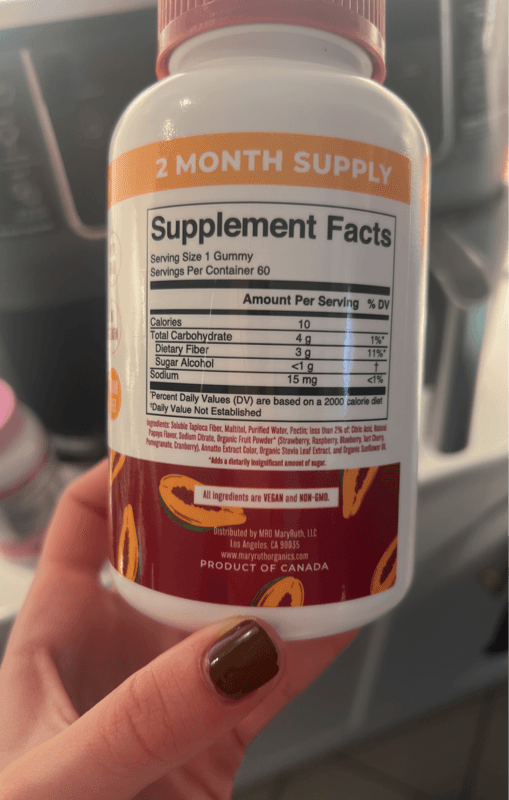 Mary Ruth'S Fiber Gummies Papaya Vegan Flavor Dietary Supplement 60 Gummies