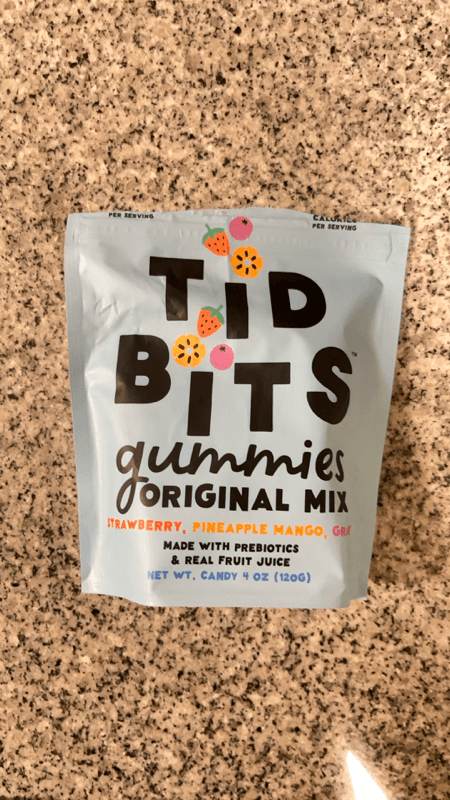 Tidbits Candy Gummies Original Mix Strawberry, Pineapple Mango, Grape