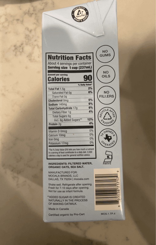 Mooala Organic Simple Oat Milk