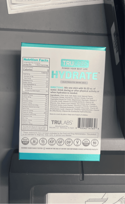 Trulabs Hydrated Glacier Electrolyte Drink Mix