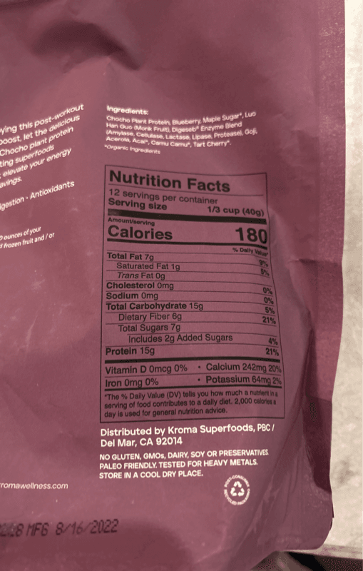 Kroma Blueberry Acai Plant-Based Smoothie