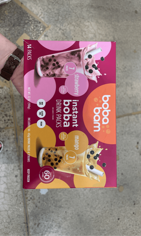 Boba Bam Instant Boba Drink Packs Strawberry And Mango Flavor