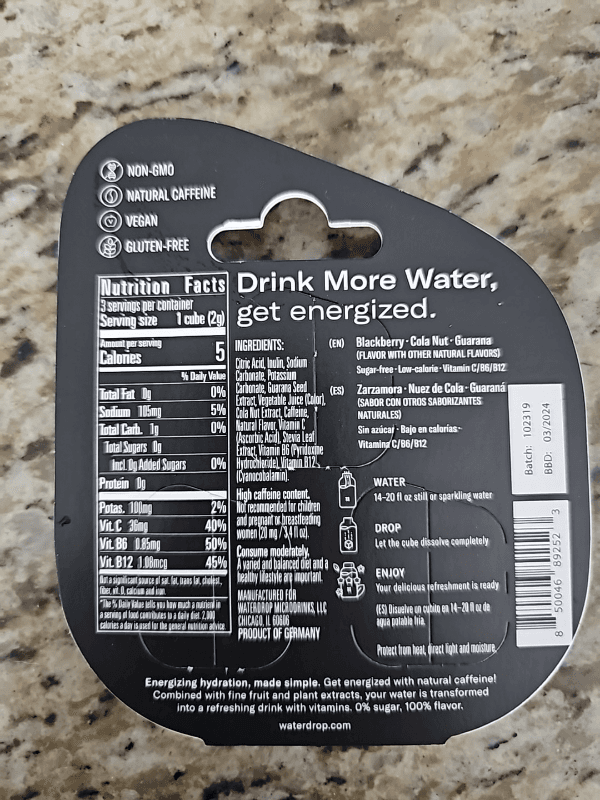 Waterdrop Microenergy Nero Cola Nut Guarana