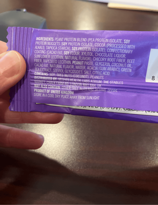 Misfits Chocolate Caramel Flavored Plant-Powdered Choc Protein Bar