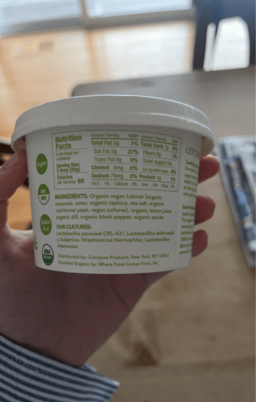 Cocojune Labneh Lemon Dill Organic Yogurt Dip