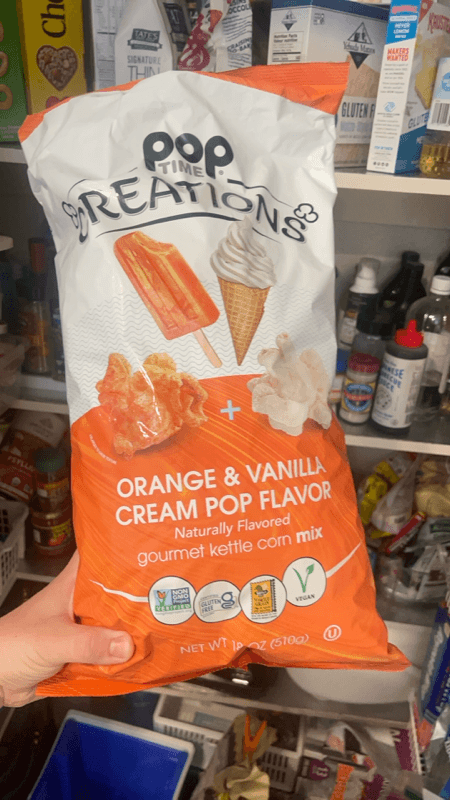Pop Time Creations Orange & Vanilla Cream Pop Flavor Naturally Flavored Gourmet Kettle Corn Mix