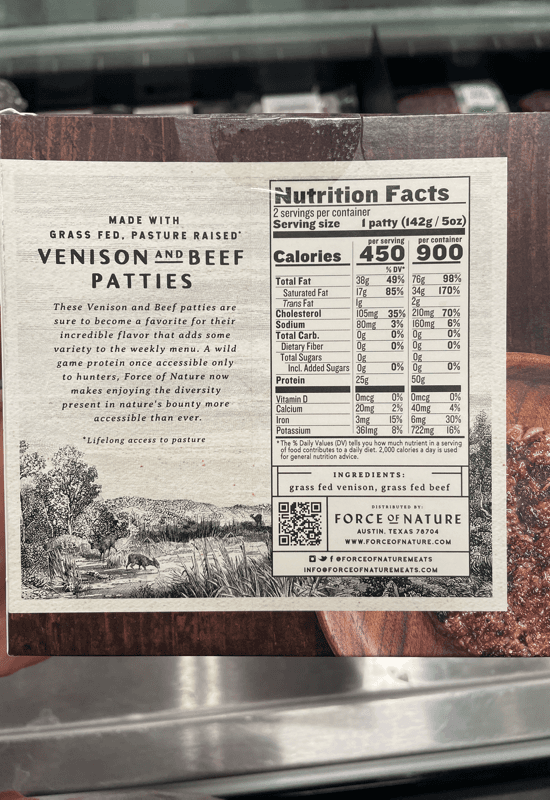 Force Of Nature Venison And Beef Patties