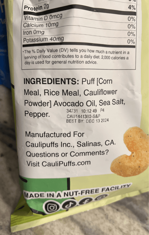 Fambam Foods Caulipuffs Corn, Rice & Cauliflower Puffed Snack
