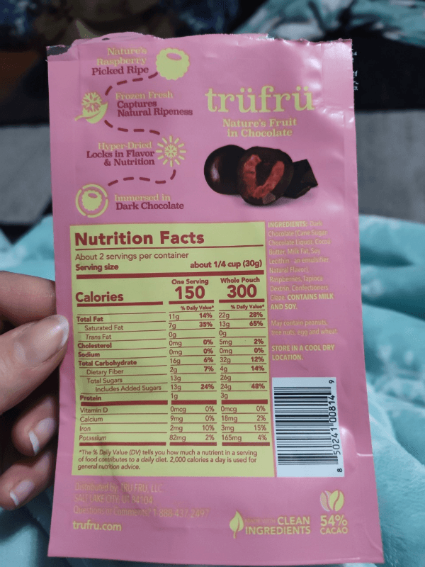 Tru Fru Nature'S Raspberries Hyper-Dried Fresh In Dark Chocolate