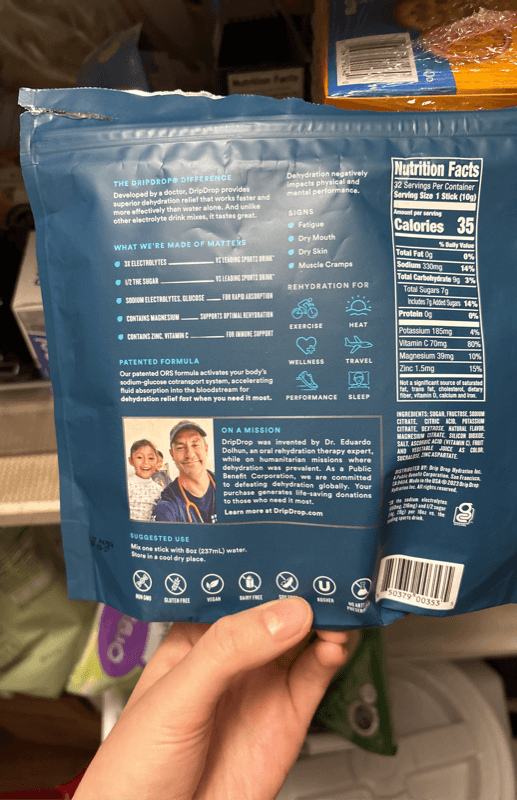 Dripdrop Dehydrated Electrolyte Drink Mix