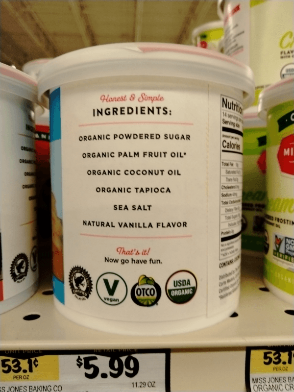 Miss Jones Baking Co. Vanilla Frosting With Coconut Oil