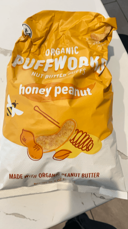 Puffworks Organic Nut Butter Puffs, Honey Peanut Flavor