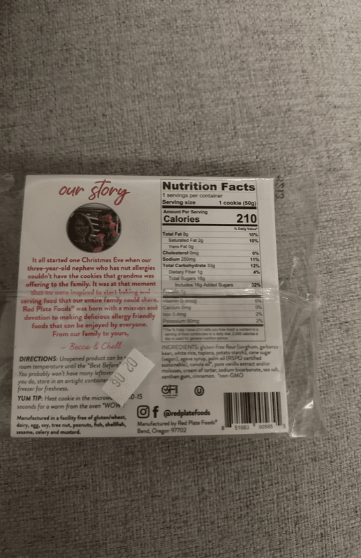 Red Plate Foods Snickerdoodle Cookie