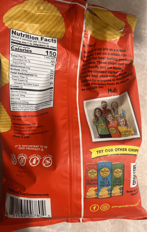 The Good Crisp Company Original Crinkle Cut Potato Chips