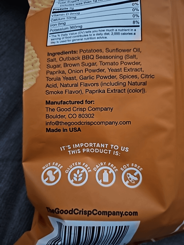 The Good Crisp Company Outback Bbq Potato Chips Crinkle Cut