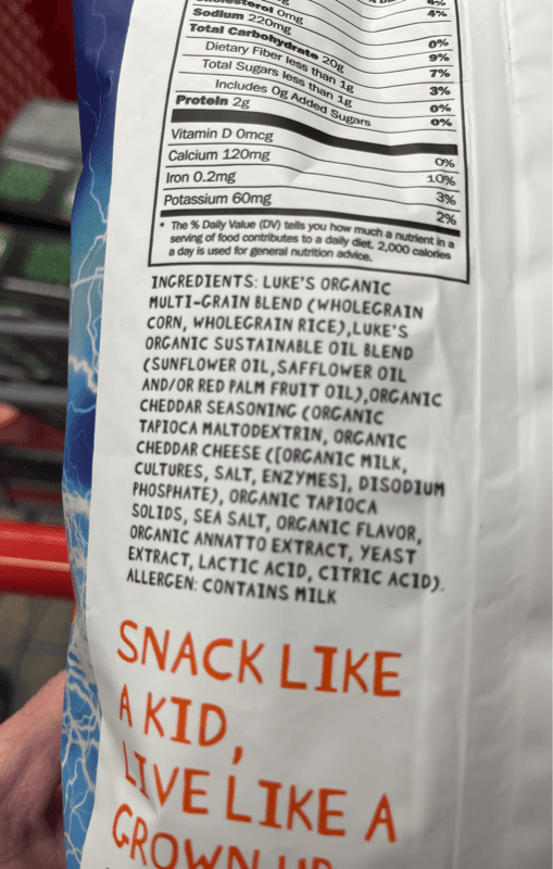 Luke'S Organic Cheddar Lightning Bolt Cheddar Cheese Snack