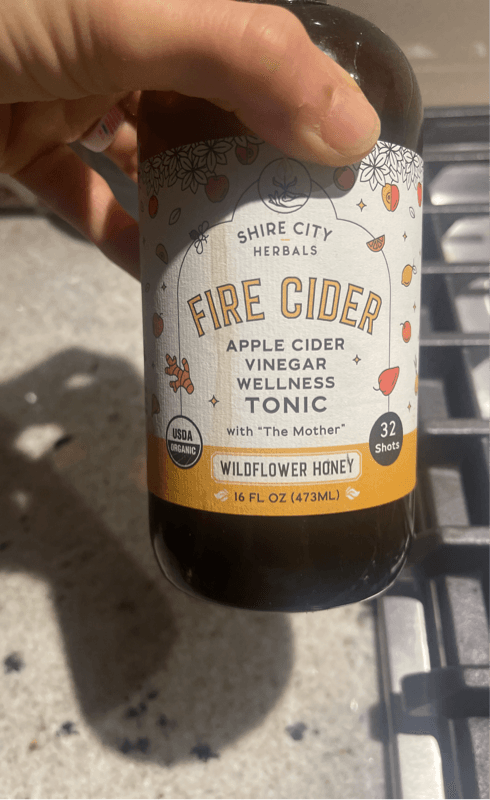 Shire City Herbals Fire Cider Apple Cider Vinegar Wellness Tonic With "The Mother" Wildflower Honey