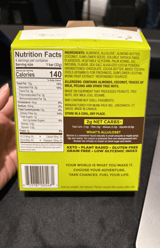 Munk Pack Keto Almond Butter Cocoa Chip Granola Bar