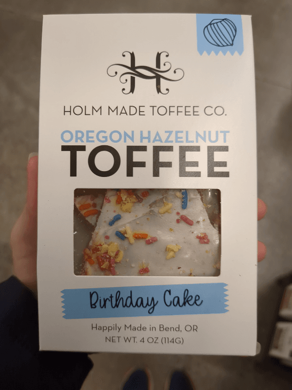 Holm Made Toffee Co. Oregon Hazelnut Toffee Birthday Cake