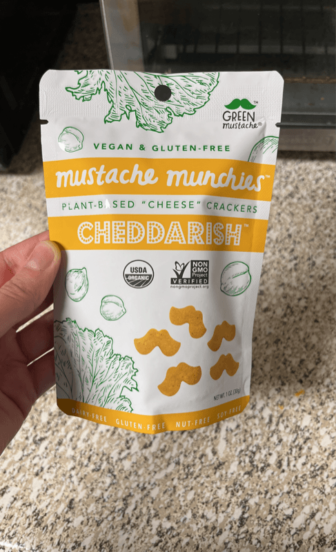 Green Mustache Mustache Munchies Plant-Based Cheese Crackers Cheddarish