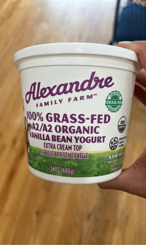 Alexandre Family Farm 100% Grass-Fed A2/A2 Organic Vanilla Bean Yogurt Extra Cream Top