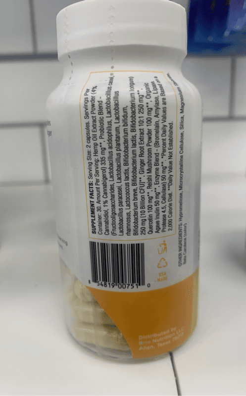 Brio Nutrition Gut Cbd & Cbg Capsules + Probiotics & Ginger