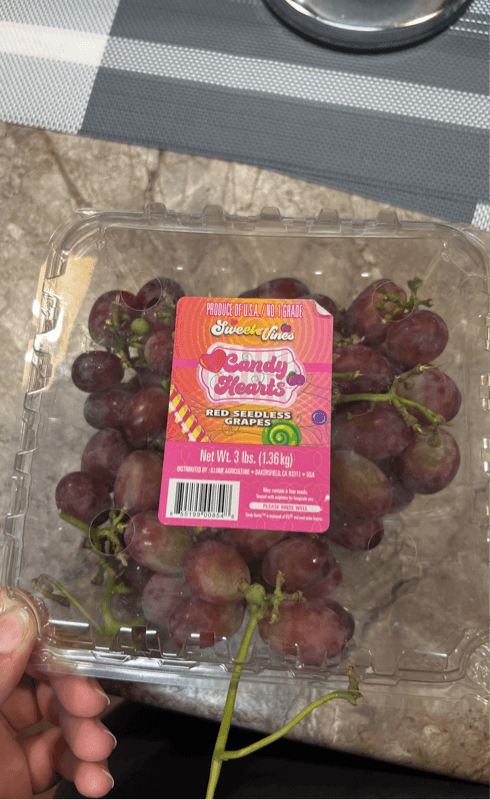 Sweet Vines Candy Hearts Red Seedless Grapes