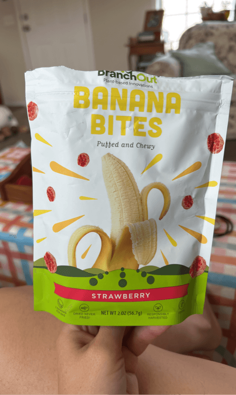Branch Out Banana Bites Puffed And Creamy Strawberry Flavor