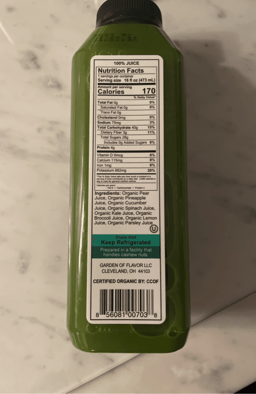 Garden Of Flavor Greens With Envy Cold Pressed Juice