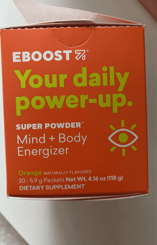 Eboost Your Daily Power-Up Super Powder Mind+Body Energizer Orange Dietary Supplement