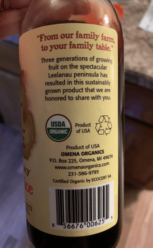 Omena Organics Organic Montmorency Tart Cherry Juice Concentrate