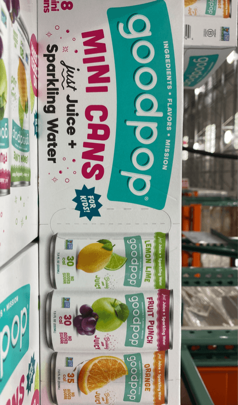 Goodpop Mini Cans Just Juice + Sparkling Water Variety Pack: Lemon Lime, Fruit Punch, And Orange