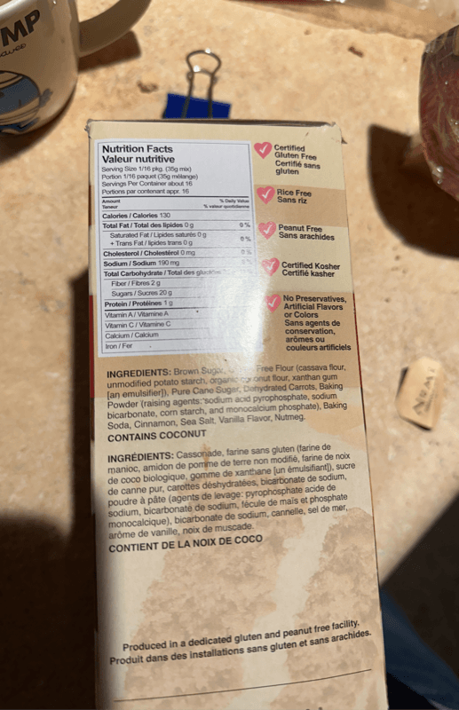 Xo Baking Co. Gluten Free Carrot Cake Mix