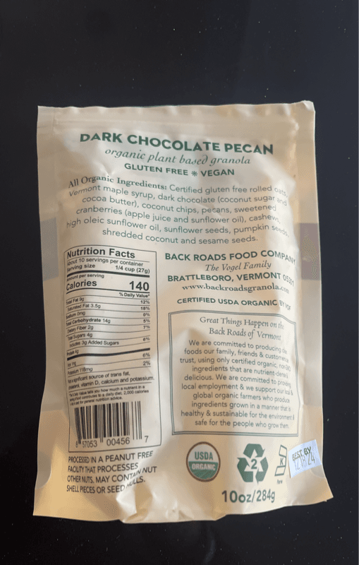 Back Roads Dark Chocolate Pecan Granola