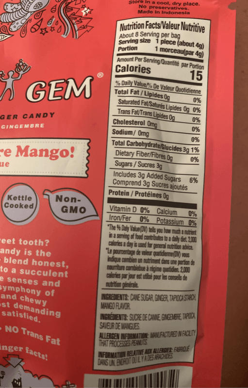 Gem Gem Mango Ginger Candy