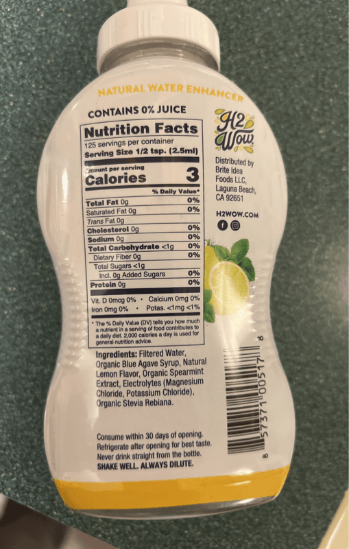 H2Wow Lemon Spearmint Natural Water Enhancer
