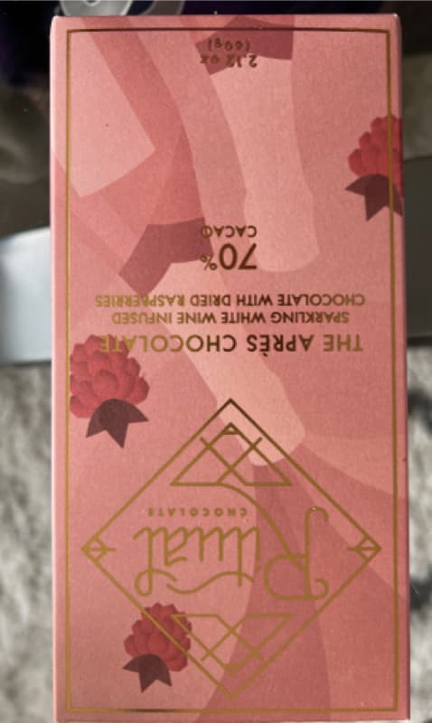 Ritual Chocolate 70% Apres Chocolate Bar With Sparkling Wine And Raspberries