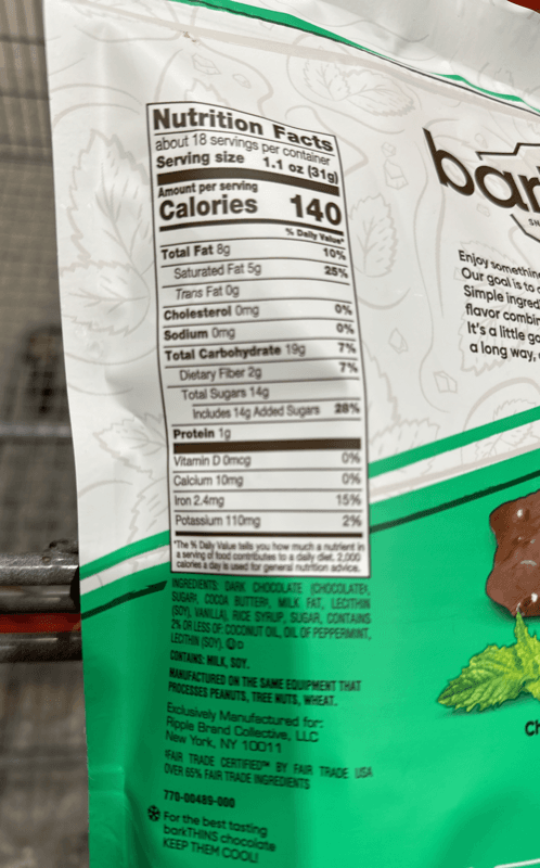 Bark Thins Snacking Chocolate Dark Chocolate Mint