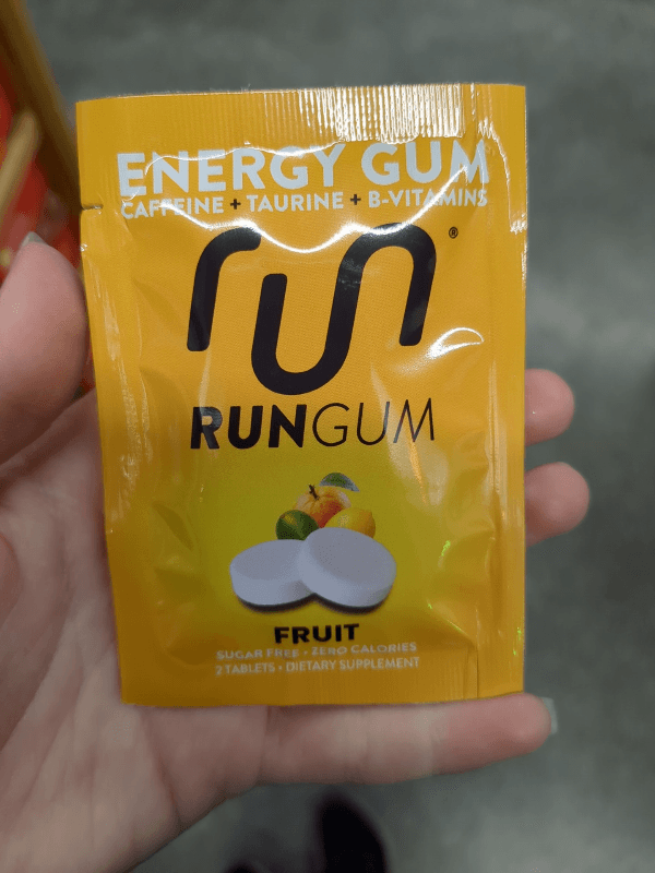 Run Gum Energy Gum Caffeine+Taurine+B-Vitamins Fruit Dietary Supplement