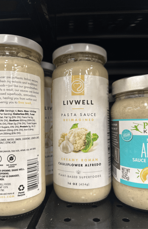 Livwell Pasta Sauce Reimagined Creamy Roman Cauliflower Alfredo Plant-Based Superfoods