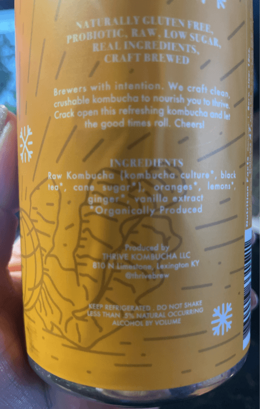 Thrive Brew Kombucha Winter Sunrise Citrus + Ginger + Vanilla