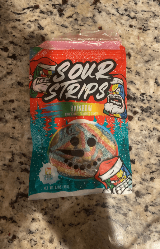 Sour Strips Rainbow Holiday Candy