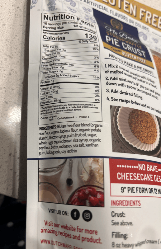 No Bake Organic Gluten Free Stroop Waffle Pie Crust
