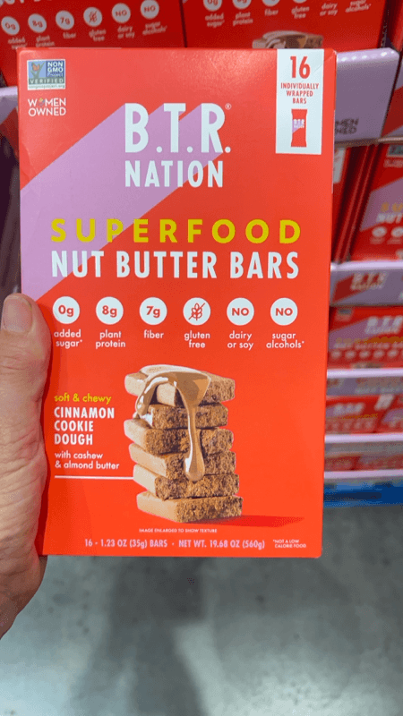 B.T.R. Nation Superfood Nut Butter Bars Cinnamon Cookie Dough