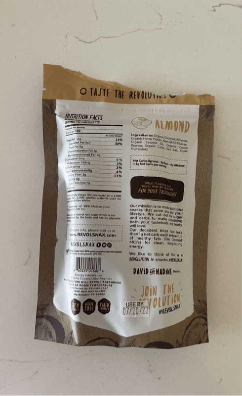 Revol Snax Dark Chocolate And Almond Coconut Bites