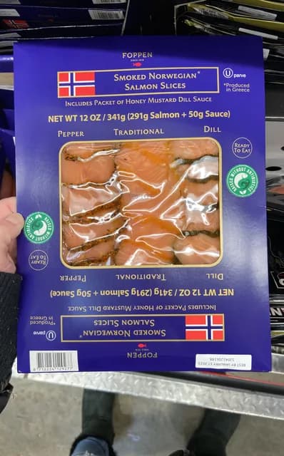 Foppen Smoked Norwegian Salmon Slices Includes Packet Of Honey Mustard Dill Sauce