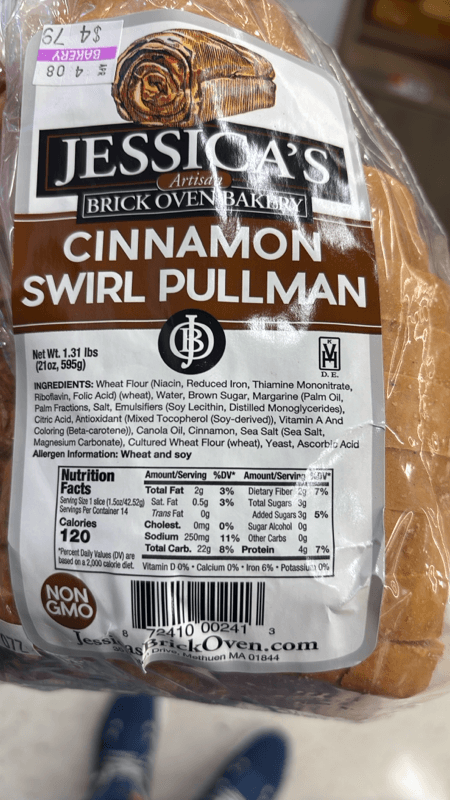 Jessica'S Artisan Cinnamon Swirl Pullman Sliced Bread