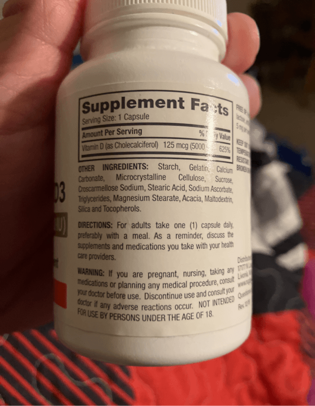 Rugby Vitamin D3 125 Mcg (5000 Iu) 100 Capsules