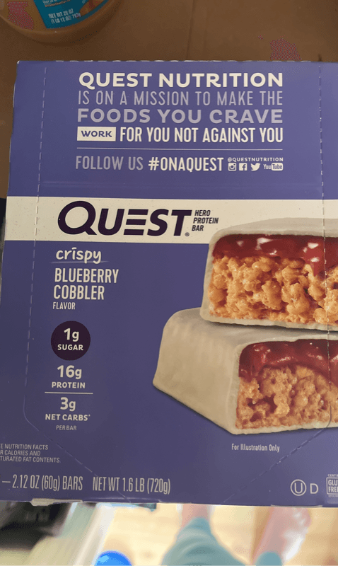 Quest Hero Protein Bar Crispy Blueberry Cobbler Flavor