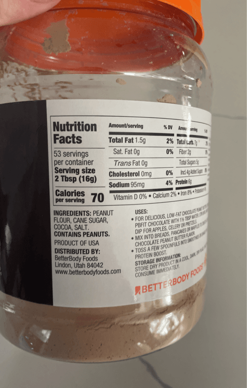 Chocolate Pb Fit Peanut Butter Powder